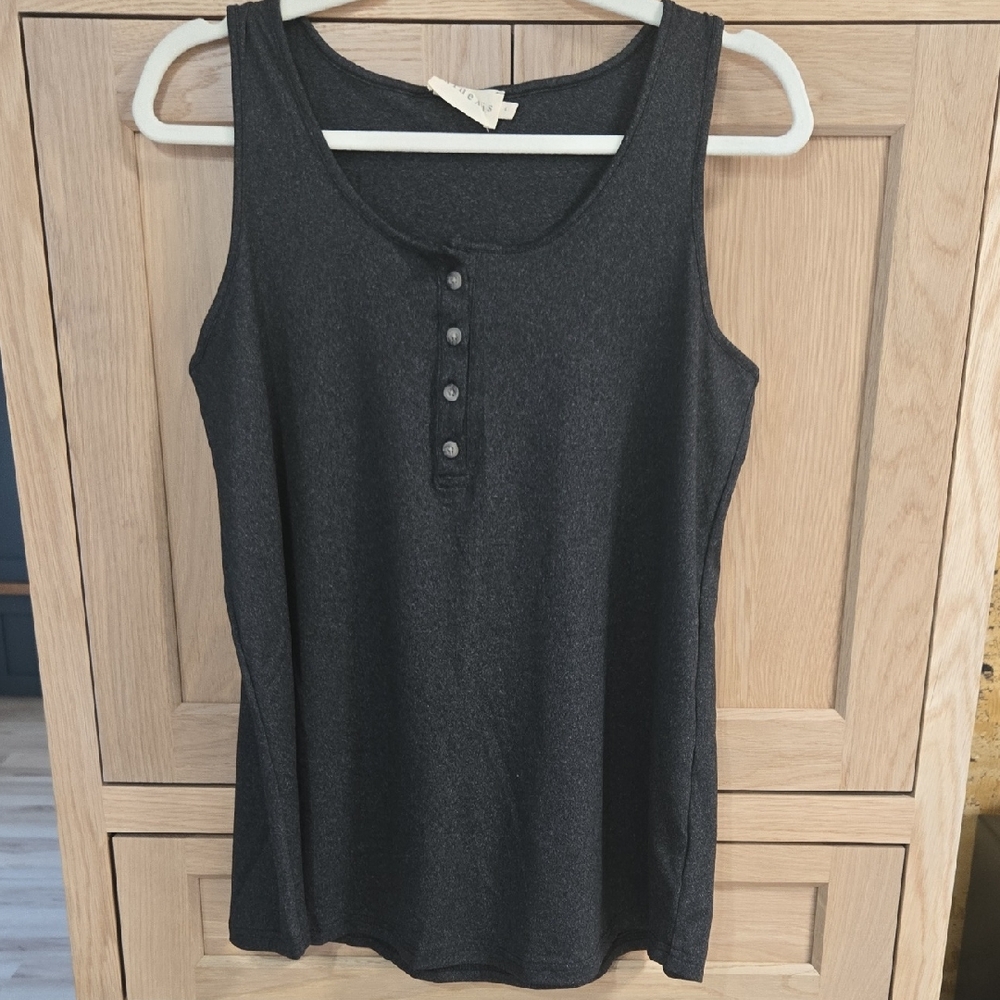 Charcoal Button-Front Tank Top